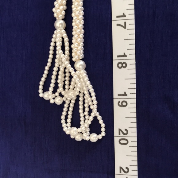 Vintage Faux Pearl Tassel Wrap / Cord / Lariat Necklace with Knot, Ivory - Picture 10 of 10